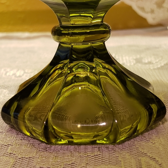 Vtg Candy Nut Dish W/Lid Fostoria Coin Green Glass - Picture 13 of 13